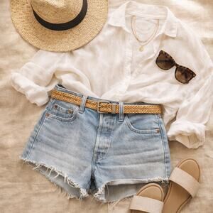 Levi’s 501 Button Fly Cutoff Denim Shorts W25 Light Wash Raw Hem Festival Y2K